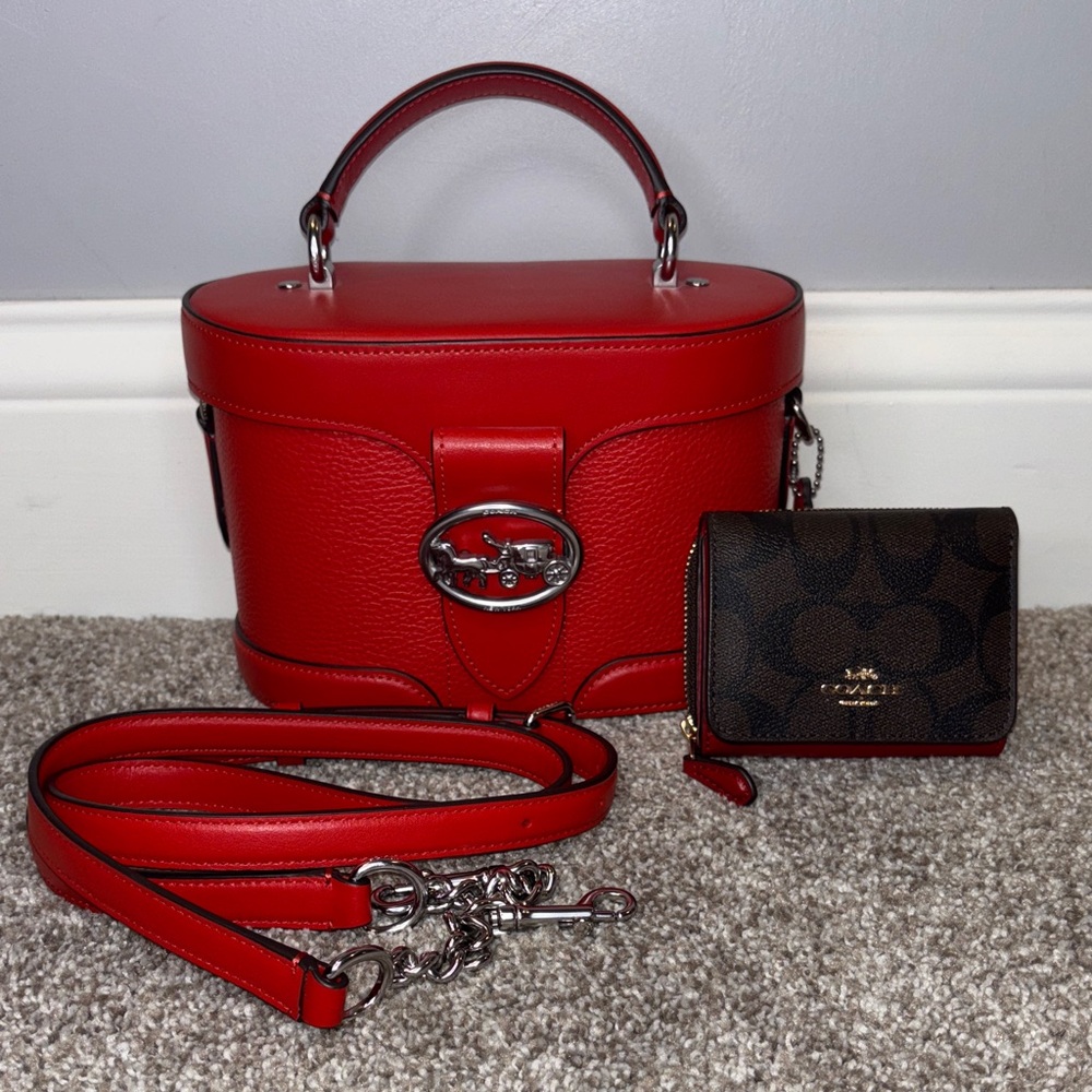 NWOT Coach Georgie Gem Crossbody in Bright Poppy with Wallet